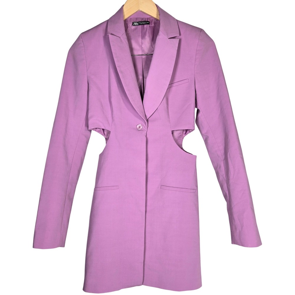 Zara XS Purple Blazer Dress Cut Out Sides‎ Career Party Chic Trendy